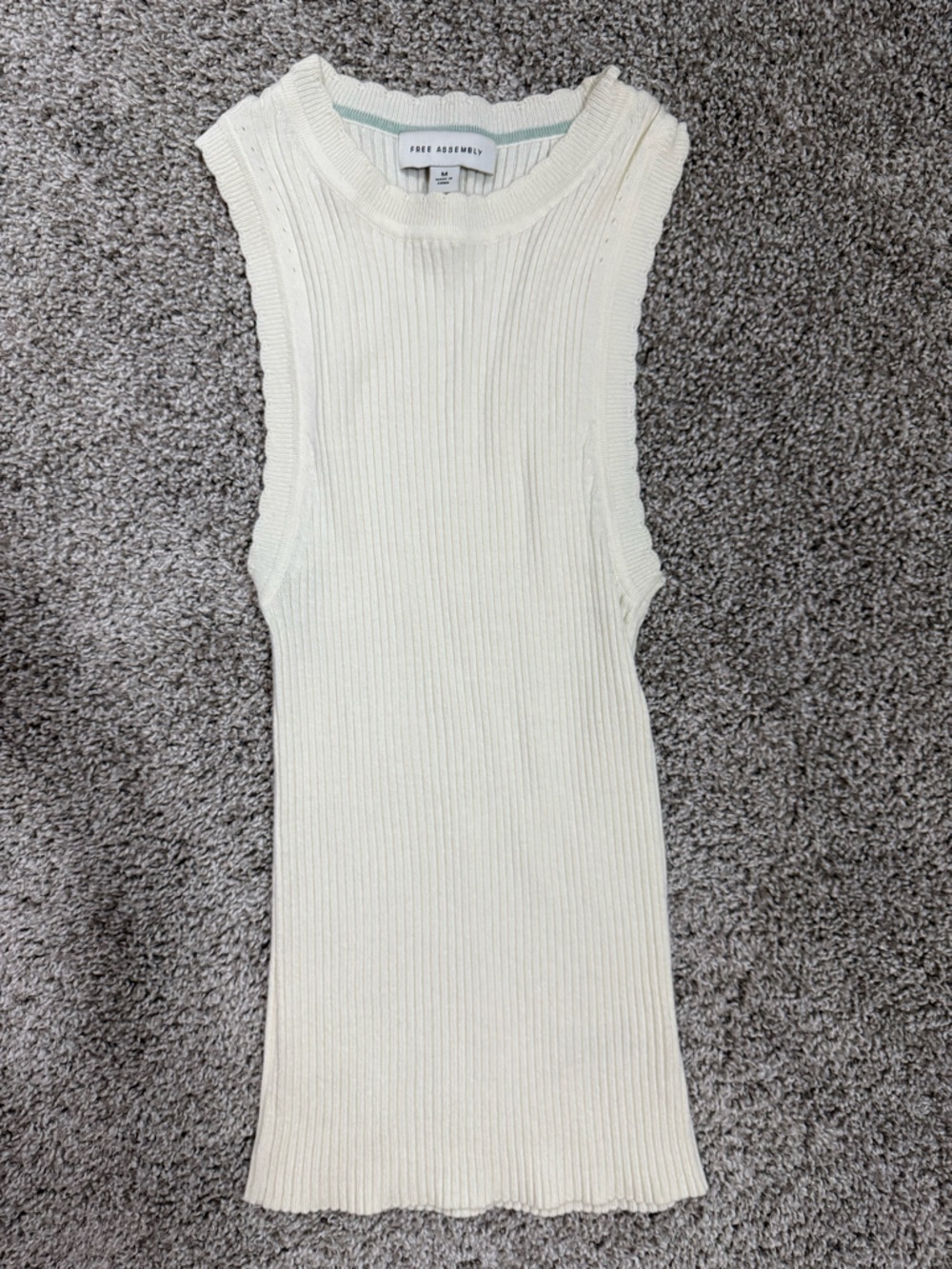 Free Assembly Ribbed Cream Tank Top